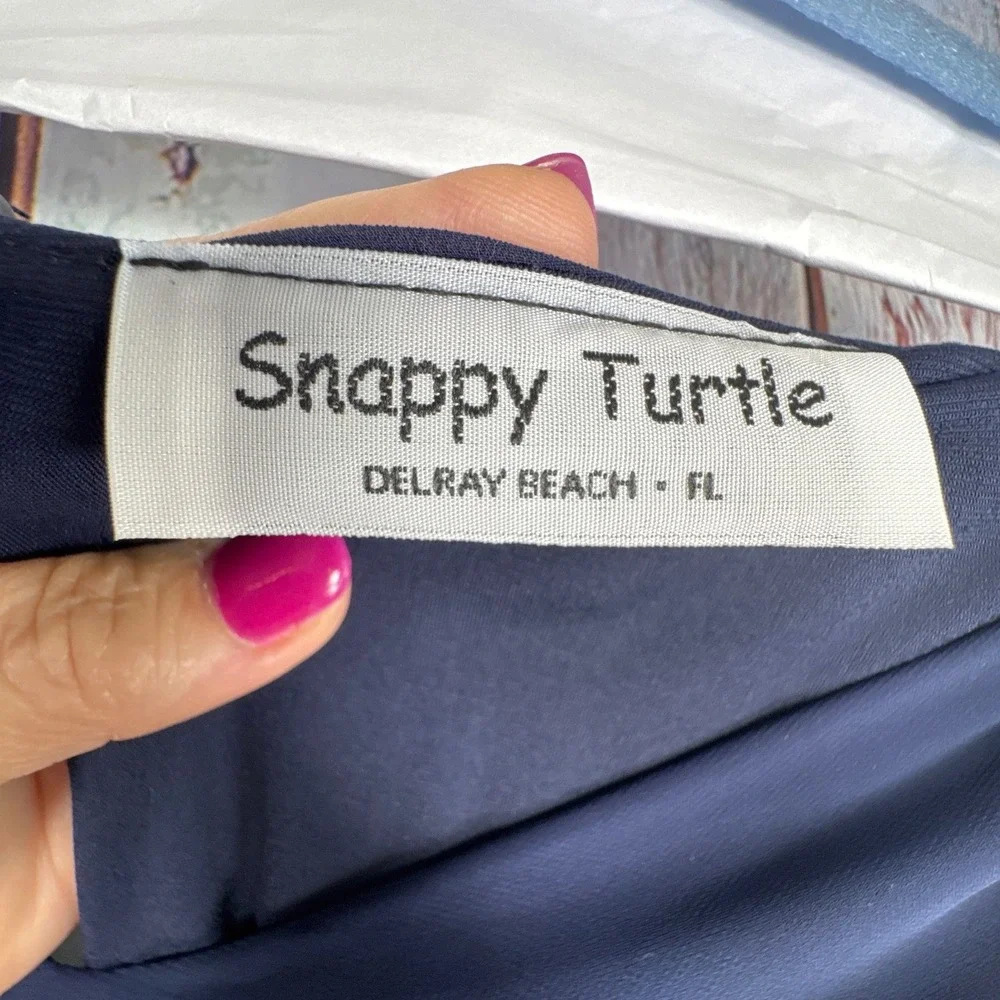 NWT Snappy Turtle Navy Blue Chiffon Overlay Jumpsuit XS Wedding Cocktail